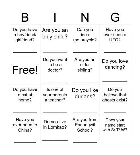 Find Someone Who Says Yes! Bingo Card