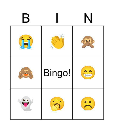 Emotions & faces Bingo Card
