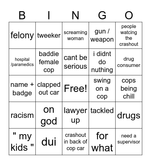 cop vids Bingo Card