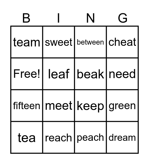ee, ea Bingo Card