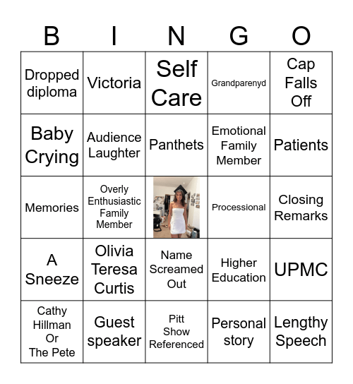Pitt Nursing School Grad 2025 Bingo Card