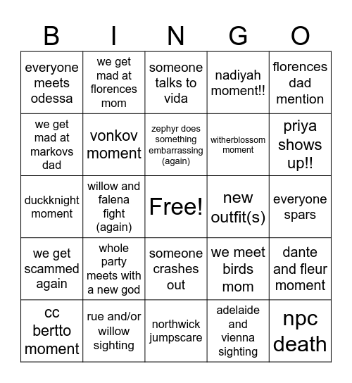 SESSION 29 BINGO Card