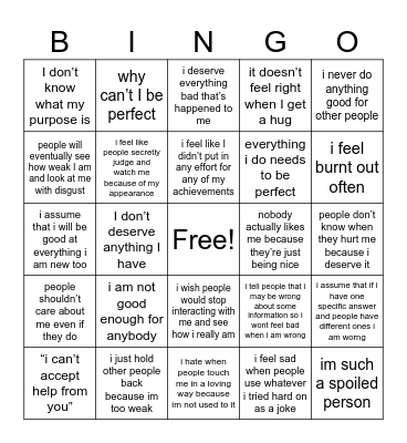 idek Bingo Card