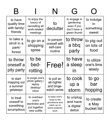 May holidays Bingo Card