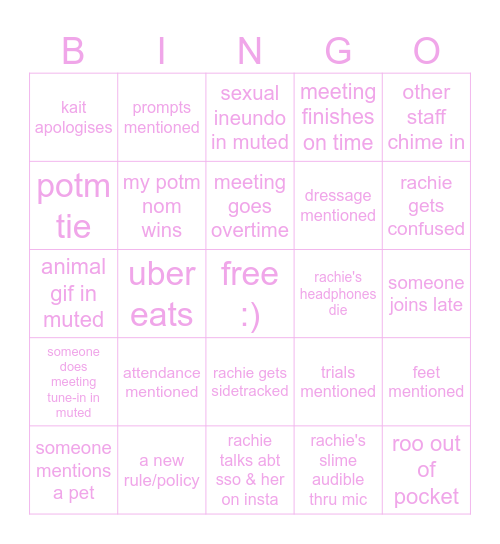 pixel girls meeting Bingo Card