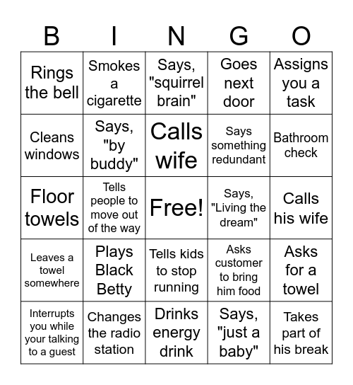 Bobby Bingo Card