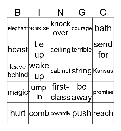 Wizard of Oz 2 Bingo Card