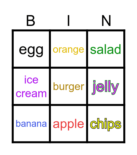 FH1_food_words Bingo Card