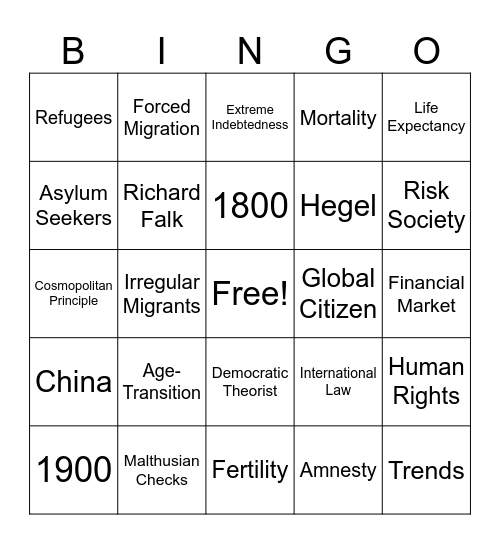 CONTEMPORARY BINGO Card