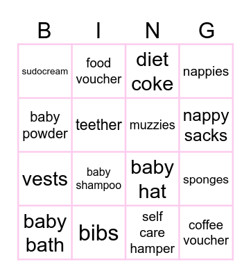 Baby Bingo Card