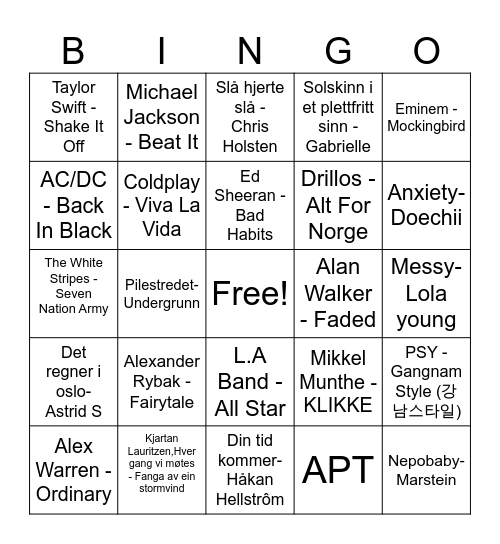 MUSIKKBINGO Card