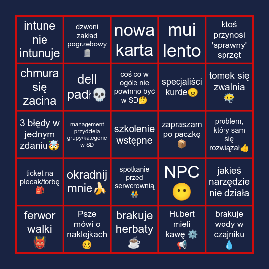 BORGO Bingo Card
