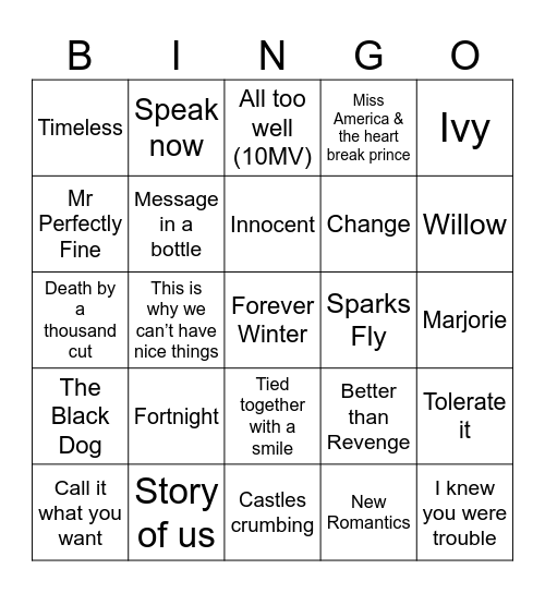 ⭐️ STARBOY ⭐️ Bingo Card