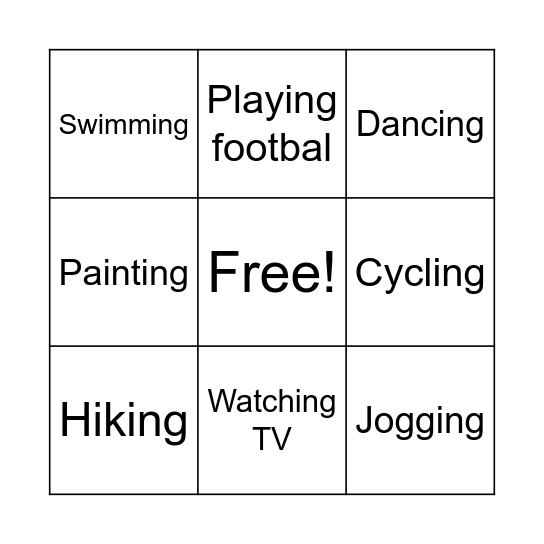 I like... Bingo Card