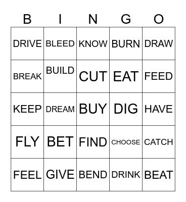 IRREGULAR VERBS Bingo Card