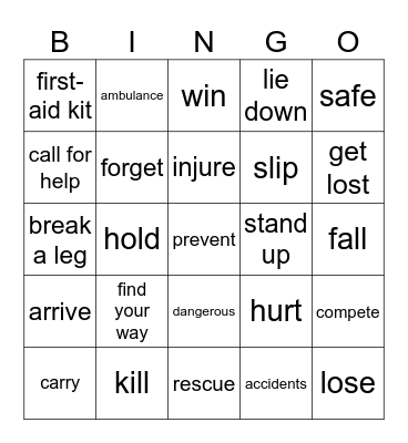 EMERGENCY VOCABULARY Bingo Card