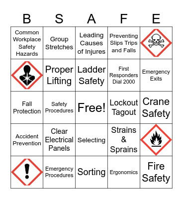 J.Jill Safety Bingo Card