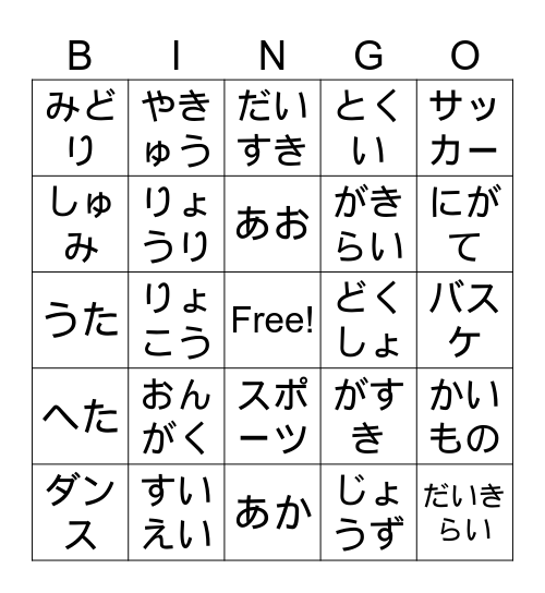 Unit 5 Bingo Card