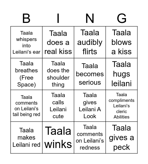 Gay Taala Things Bingo Card