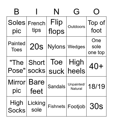 Feet bait Bingo Card