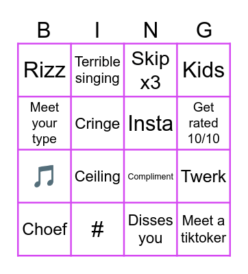 OmeTV Bingo Card