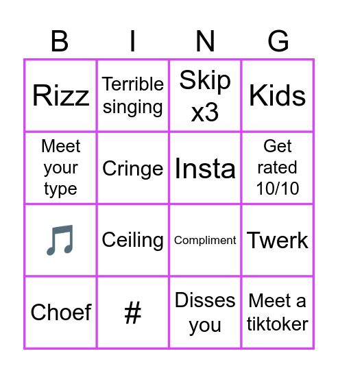 OmeTV Bingo Card