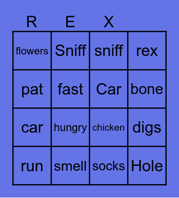 Rex the dog Bingo Card