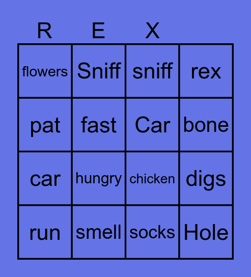 Rex the dog Bingo Card