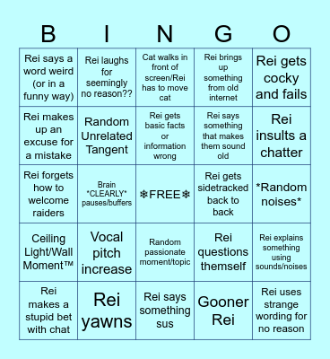 Rei Sleepdrunk Bingo Card