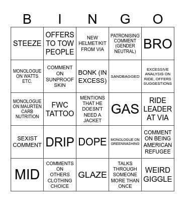 CAM AND MILO'S SINFUL BINGO BANANZA Bingo Card