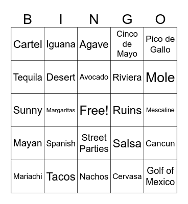 Mexico Bingo Card