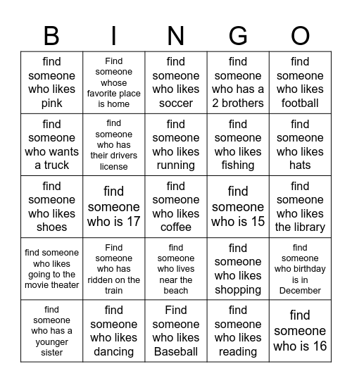Find Someone Bingo Card