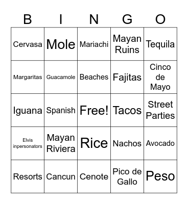Mexico Bingo Card