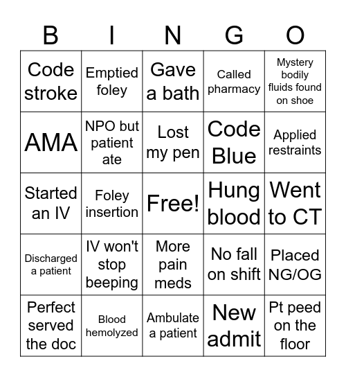 Nurses Week 2025 Bingo Card
