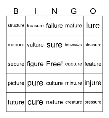 ure Bingo Card