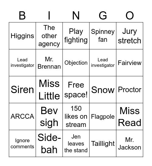 Karen Read 2.0 Bingo Card