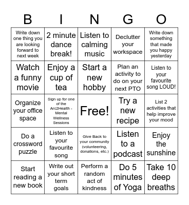 Mental Health Awareness Week 2025 Bingo Card