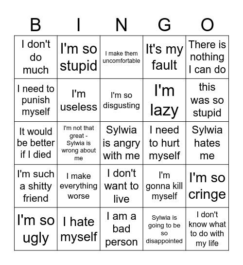 My Brain Greatest Hits Bingo Card
