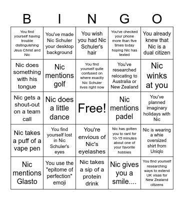 Nico Bingo Card