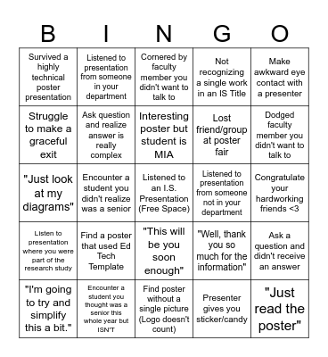 I.S. Symposium Bingo Card