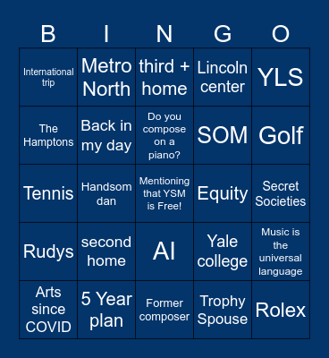 YSM Bingo Card