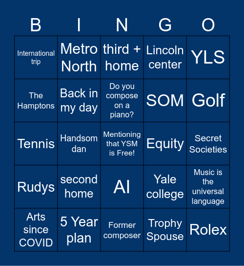 YSM Bingo Card