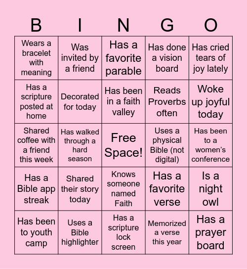 Blossom Bingo Card