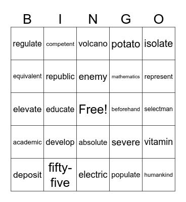 Step 5.4 Bingo Card