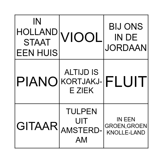 Muziek bingo Card