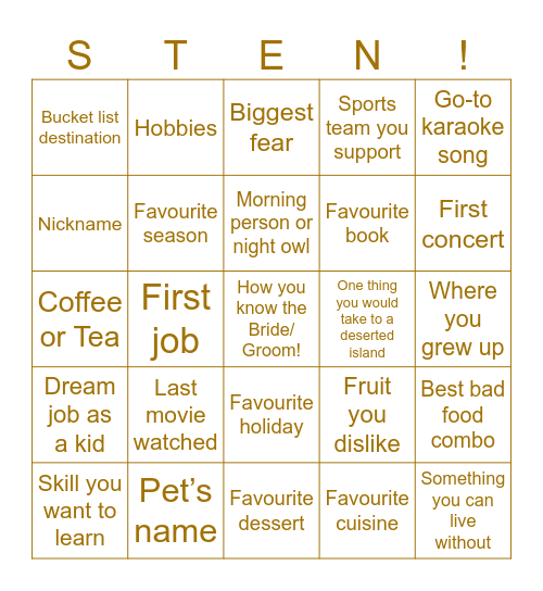Get to know each other at the… Bingo Card