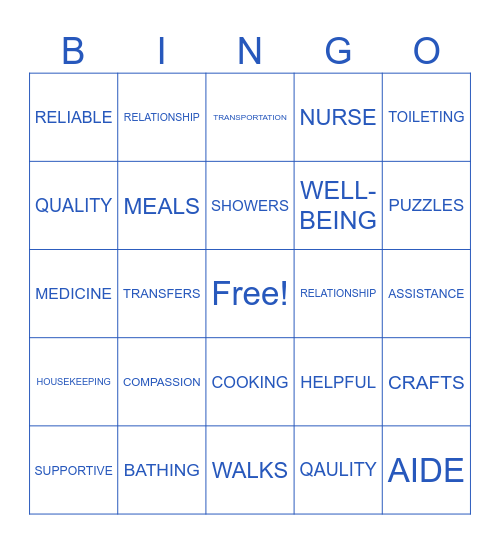 FIRST CHOICE Bingo Card