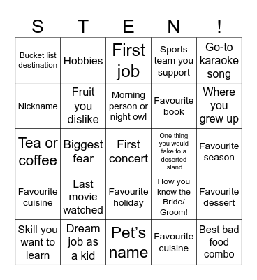 Get to know each other at the… Bingo Card