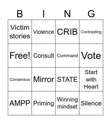 Crucial Conversation Bingo Card