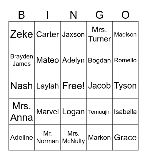 Untitled Bingo Card